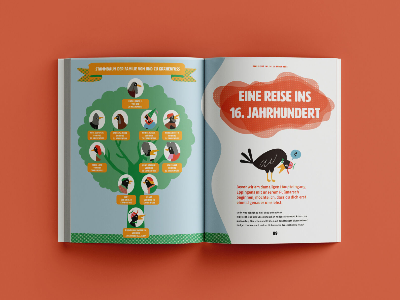 Stammbaum, Einführung, Stadtführer, Kinderbuchillustration