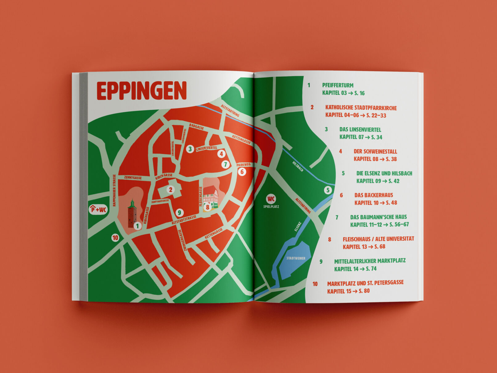 Stadtplan, Eppingen, Gestaltung, Stadtführer